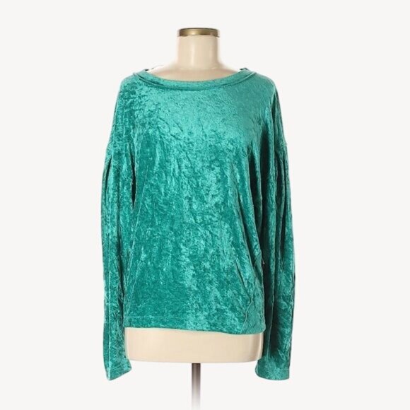 NWT Free People Green Crushed Velvet Dolman Sleeve Top - Picture 3 of 11